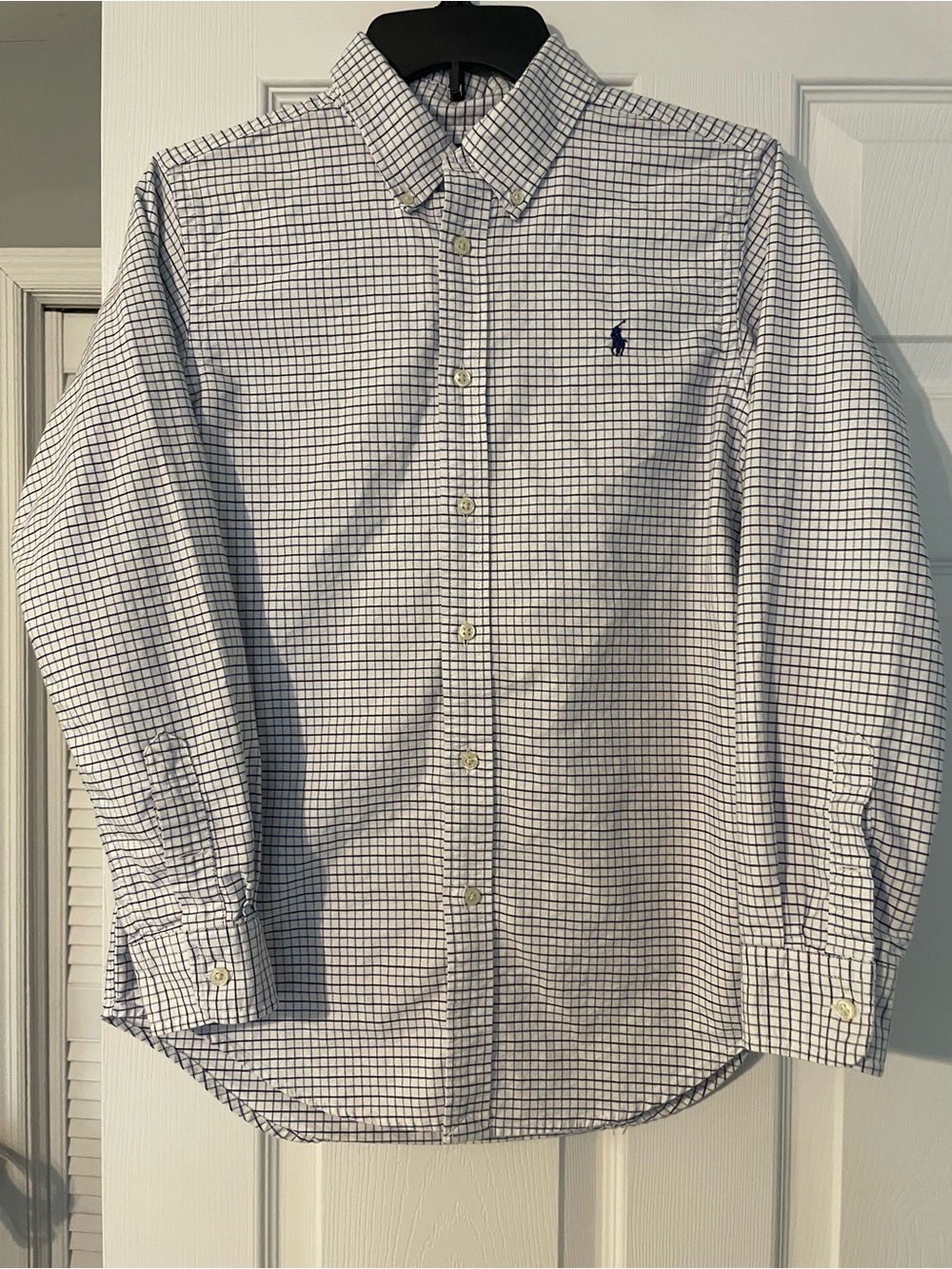 Polo by Ralph Lauren White & Navy Youth Button-Down Shirt Size 16- 0519 - Picture 2 of 4